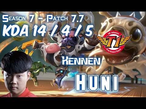 SKT T1 Huni KENNEN vs PANTHEON Top - Patch 7.7 KR Ranked