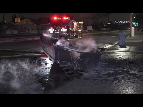 Flaming Boat Dumped During Pursuit | Compton