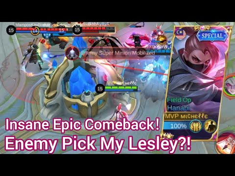 Insane Epic Comeback With Hanabi! Enemy Pick My Lesley?! Mobile Legends
