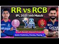 Astrology RCB Vs RR IPL 2026 16th Prediction Rajasthan Royals Vs Royal Challengers Bengaluru