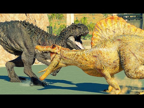 2x SPINOSAURUS vs INDOMINUS REX - Jurassic World Evolution 2