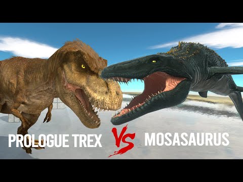 PROLOGUE Trex  vs Mosasaurus (1 vs 1) with HP Bar