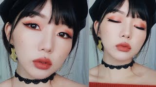 Pumpkin Colored Fall/Winter 2018 Makeup Tutorial For monolid /hooded eyes