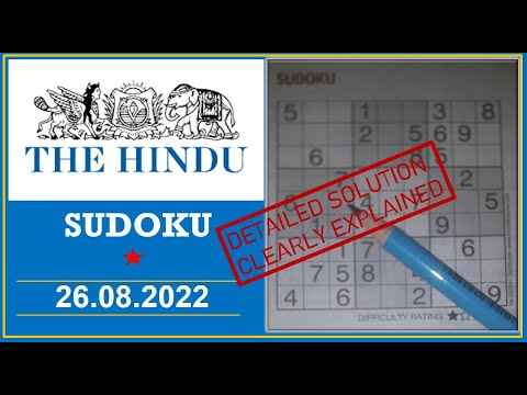 How to Solve 1 Star Hindu  Sudoku Aug 26,  2022 -  Step By Step Solution