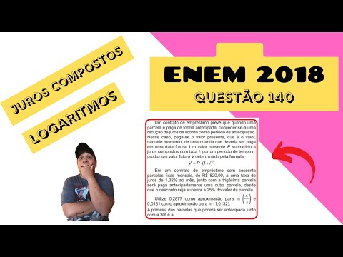 ENEM 2018 Questão 140 (Prova Cinza) - Matemática Contrato de Empréstimo Juros Compostos Logaritmo