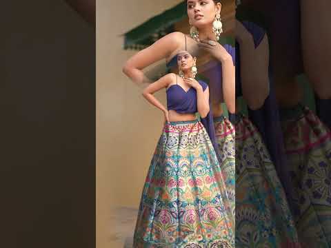 Navy Blue Color Zari Weaving Work Banarasi Silk Lehenga Choli