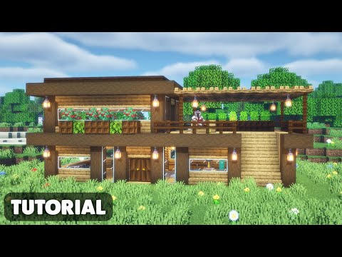 Luova Dimension - 🚪 How to BUILD a WOODEN MODERN HOUSE (Easy SURVIVAL House) | ⛏ Minecraft tutorial