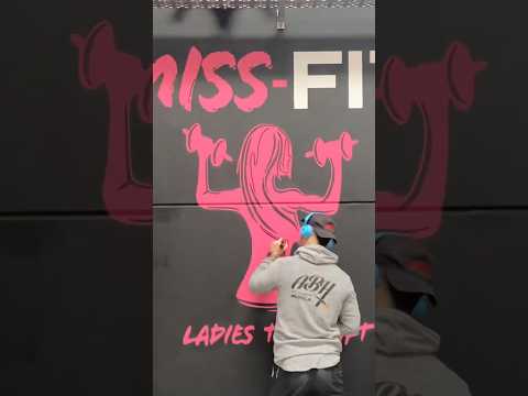 Painting a Women’s Fitness Gym Logo Mural 🦾 | ABH Murals 🎨