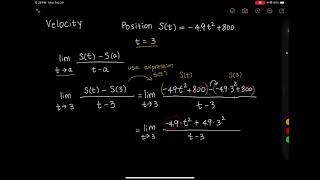 Find Velocity Using Limit Definition