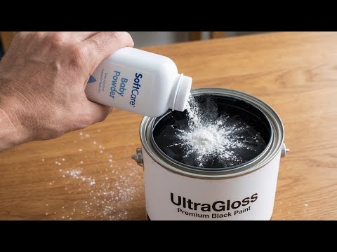 Part of a video titled Just pour baby powder into a can of black paint! Once you ... - YouTube