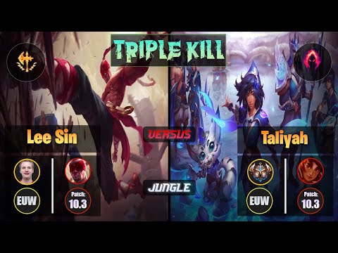Jankos LEE SIN (Jungle) [Conqueror] VS TALIYAH - Challenger EUW Patch 10.3 Triple Kill