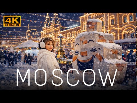 4K ❄️Snowfall in the Heart of Moscow🎆 New Year Magic in Moscow 2026