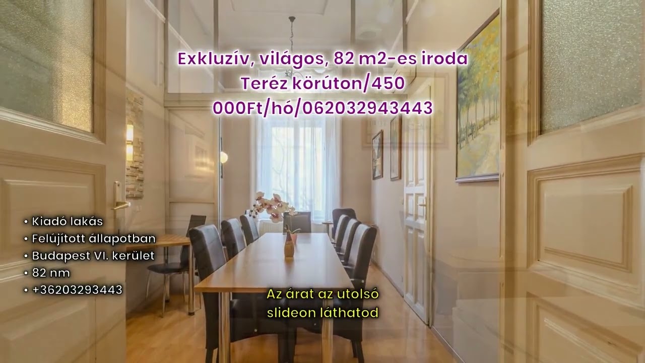 Kiadó ingatlan, Budapest, VI. kerület 2+2 szoba 82 m² 450 E Ft/hó