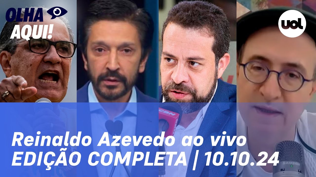 Reinaldo Azevedo ao vivo: Nunes x Boulos; Malafaia rebate filhos de Bolsonaro e entrevista de Carlos