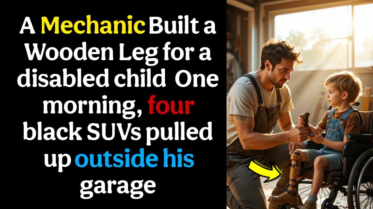 A Mechanic Built a Wooden Leg for a disabled child One morning, 4 SUVs pulled up outside his garage