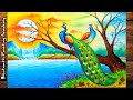 View 18 Oil Pastel Colour Nature Peacock Scenery Drawing