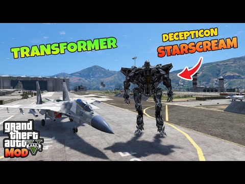 STARSCREAM TRANSFORMERS APPEAR AND MAKE A MESS - GTA 5 MOD TRANSFORMERS