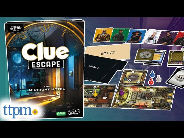 Vídeo relacionado con Clue Escape: El Hotel de la Medianoche Juego de Mesa, Juego de Sala de Escape Clue, Juegos de Misterio de Solución Única, Juegos Familiares para Edades de 10+, 1-6 Jugadores, 90 Minutos de Promedio.