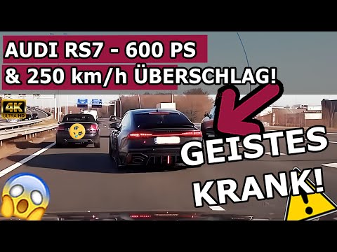 UNFASSBAR: AUDI RS7 auf Horror-Fahrt: Nötigung & Brake Check - 250 km/h Überschlag – 4K Dashcams