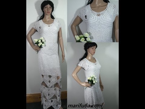 How to crochet wedding dress with hearts by marifu6a