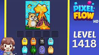 Pixel Flow Level 1418 Solution Walkthrough