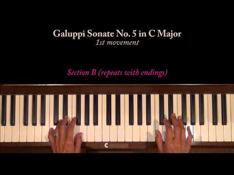 Galuppi Sonata No. 5 in C Major Andante Mvt Piano Tutorial SLOW