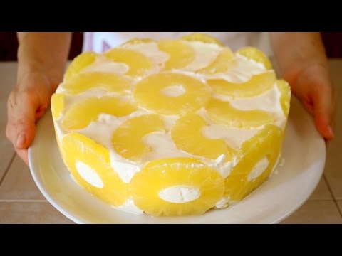 TORTA FREDDA YOGURT & ANANAS Ricetta facile senza cottura - No Bake Pineapple Cake Recipe