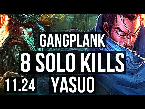 GP vs YASUO (TOP) (DEFEAT) | 8 solo kills, 1.3M mastery, 400+ games | EUW Master | 11.24