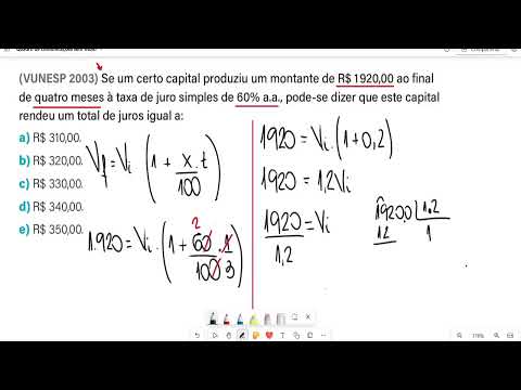 (VUNESP 2003) If a certain capital produced an amount of R$ 1920.00 at the end of four months at ...