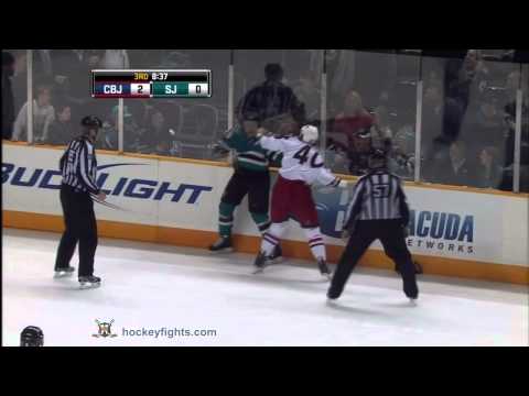 Jared Boll vs Ryane Clowe Nov 20, 2010