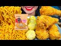 ASMR SPICY CREAMY NOODLES CHEESE BALL FRIED CHICKEN MUKBANG MASSIVE Eating Sounds