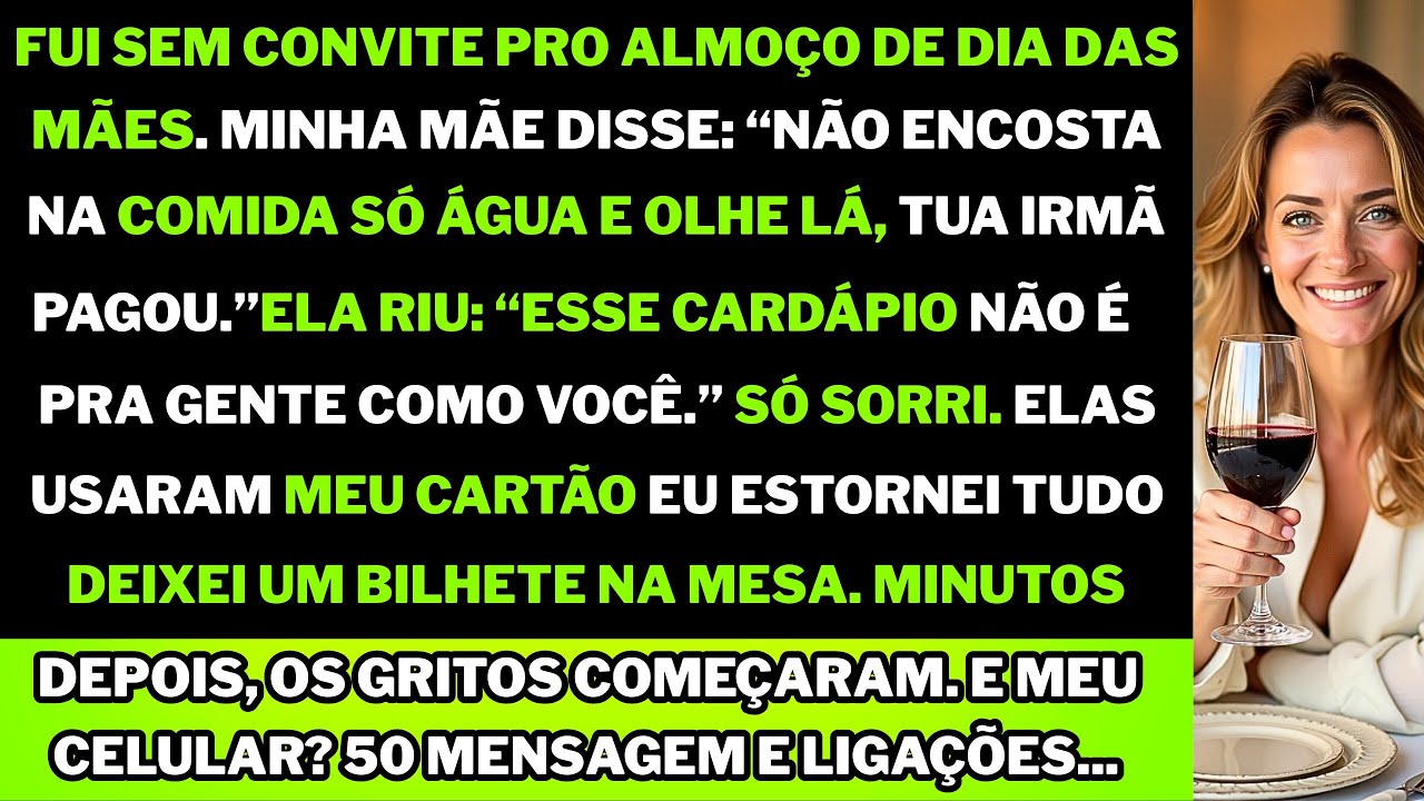 No almoço de Dia das Mães, minha mãe disse: “Você não toca na comida. Só água, e olhe lá.”