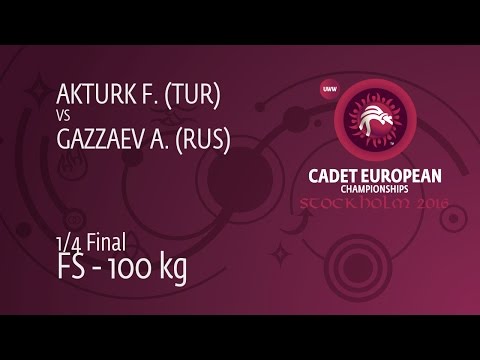 1/4 FS - 100 kg: F. AKTURK (TUR) df. A. GAZZAEV (RUS), 8-3