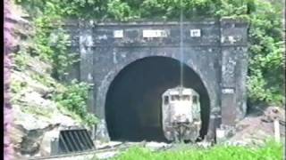 preview picture of video 'CSX-SDB-WM & Chessie powered trains in dynamic braking at Falls Cut tunnel in 1990...'