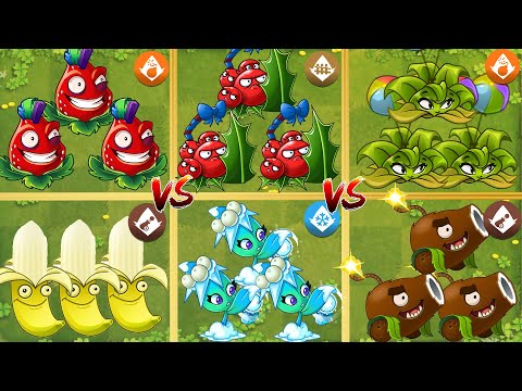 Pvz 2 Gameplay - 6 Super CONTROL Plants Power Up Challenge - Who Will Win ？