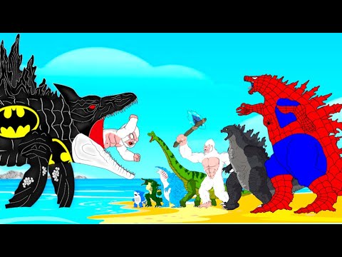 Rescue Baby KONG From MOSASAURUS KAIJU BATMAN : Who Will Win? | Godzilla Cartoon Compilation