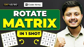 Lecture 33: Rotate Image | Rotate by 90 degree | Rotate Matrix Element Clockwise |Rotate Matrix 180