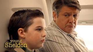 Sheldon Panics on His First Plane Ride | Young Sheldon