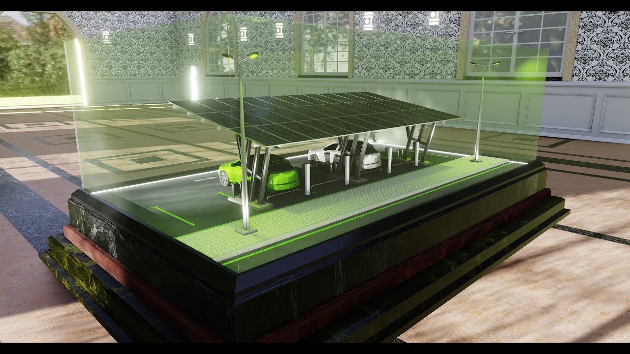 Solar Carport Type-3 3x12 Panels Diorama 3D Model