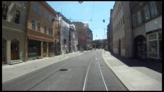 preview picture of video 'Im Führerstand der Linie 1 der HAVAG. cab ride in halle tram 1'