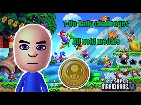 New Super Mario Bros. U - All 1-Up Rally Challenges (All gold medals)