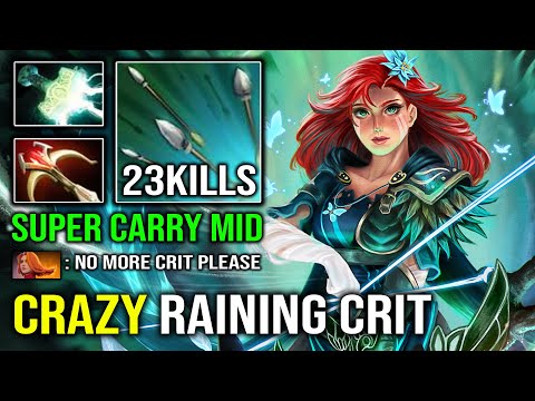 CRAZY Raining Crit Windranger 100% Nonstop Godlike Super Carry Mid EZ 7.31d Dota 2