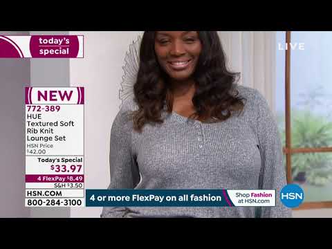 HUE Textured Soft Rib Knit Lounge Set