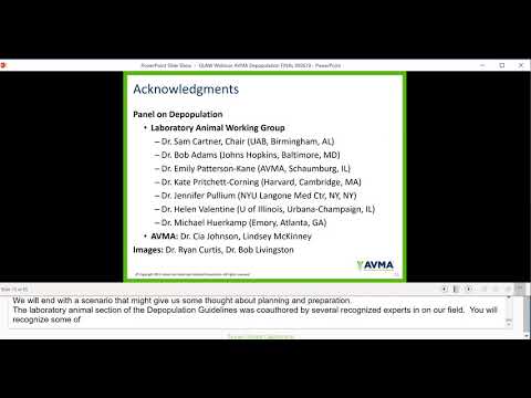OLAW Webinar: Application of AVMA Guidelines for the Depopulation of Animals to Biomedical Research