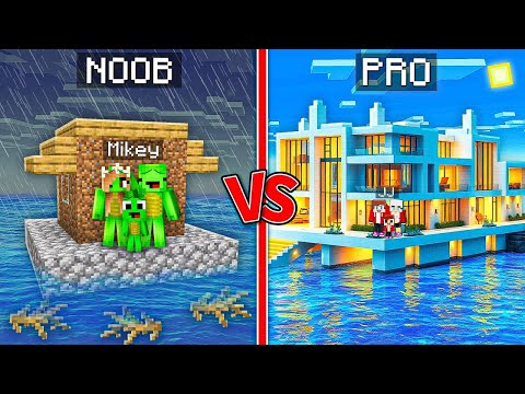 Mikey POOR vs JJ RICH Water House Survival Battle in Minecraft - Maizen JJ Mikey!