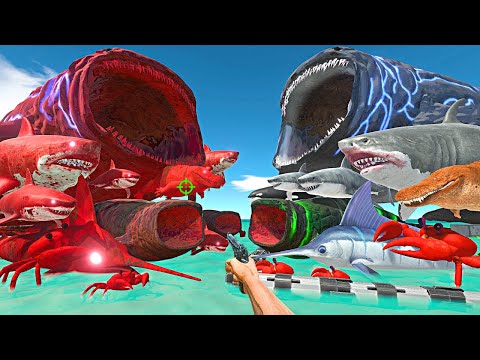 FPS Avatar Rescues Sea Monsters and Fights Red Zombie Itself - Animal Revolt Battle Simulator