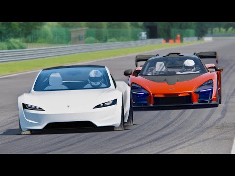 Tesla Roadster vs McLaren Senna - Spa
