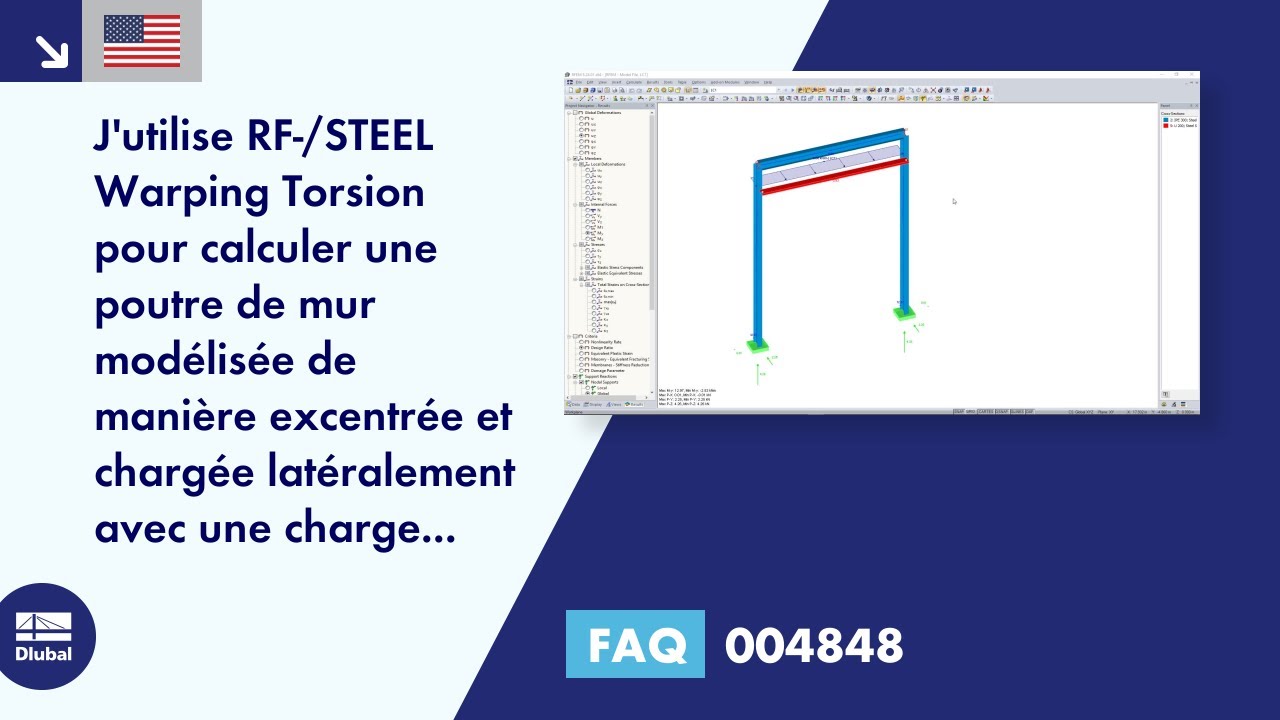 [EN] FAQ 004848 | Je calcule une poutre de mur modélisée de manière excentrique dans RF-/STEEL Warping Torsion ...