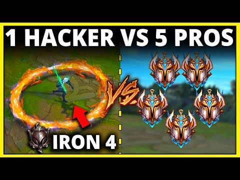 1 Iron Player vs. 5 Challengers, but the Iron Player is Hacking (150+ KILLS) - League of Legends