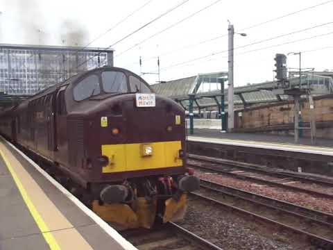 The x2 Class 37 WCRC No.37516 & BR Blue No.37403 with Glengarnock Growler was departs at Carlisle.